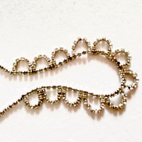 Act II Rhinstone Necklace Channel Set Clear Stone Loops Hook Clasp - Picture 4 of 9